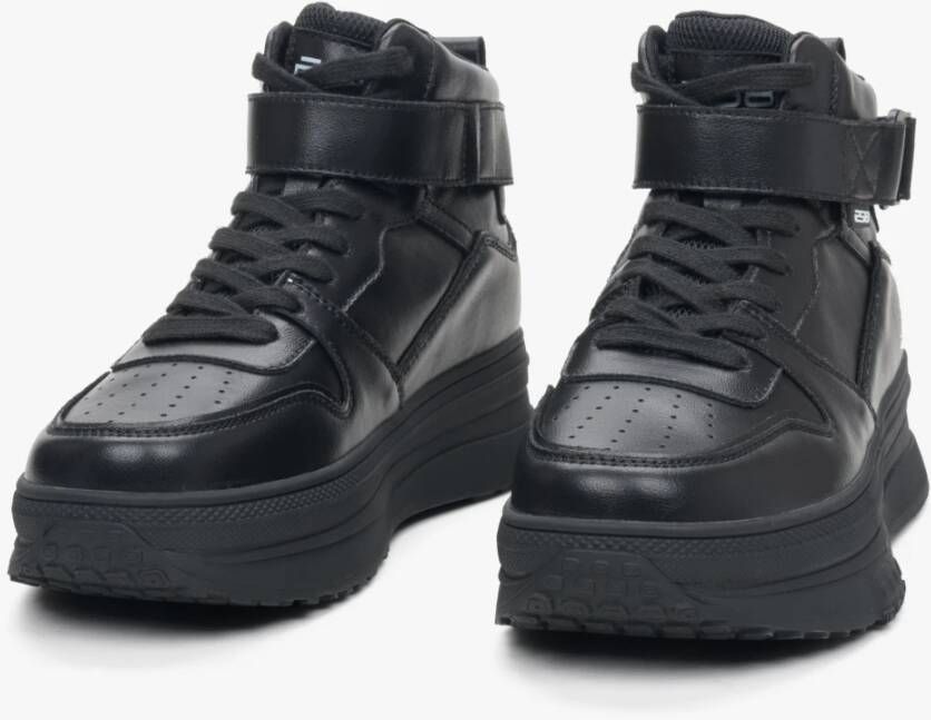 Estro Dames Zwarte High-Top Sneakers gemaakt van Echt Leer ES8 Er00113876 Black Dames