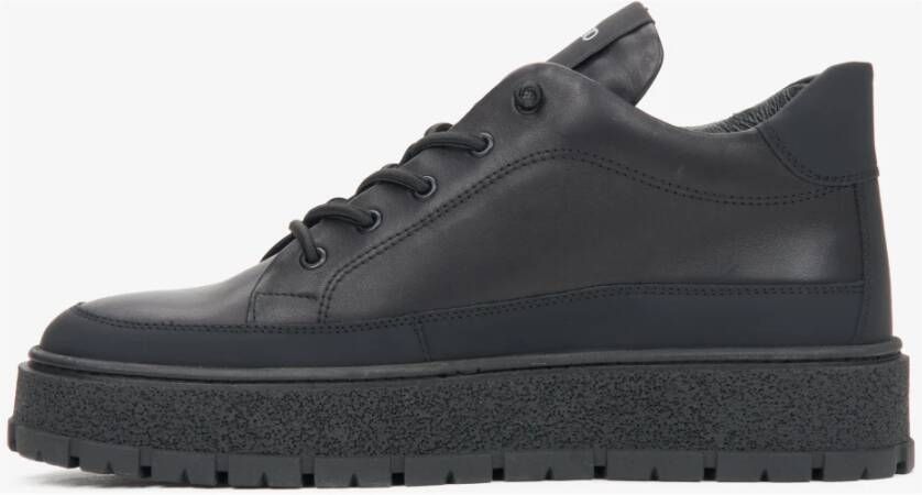 Estro Zwarte Hoge Sneakers voor Heren gemaakt van Italiaans Echt Leer met Licht Isolatie Black Heren