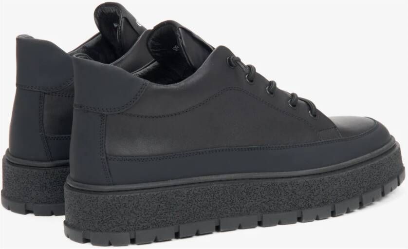 Estro Zwarte Hoge Sneakers voor Heren gemaakt van Italiaans Echt Leer met Licht Isolatie Black Heren