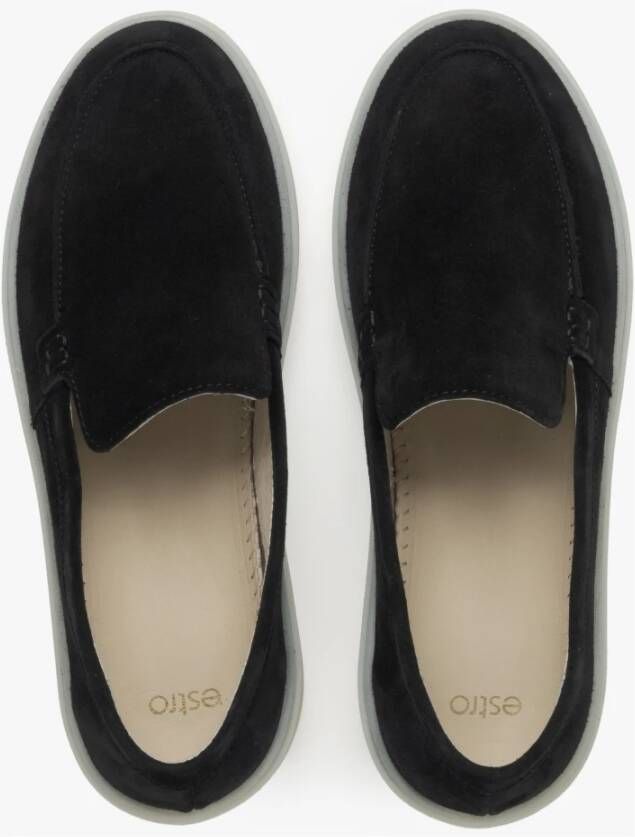 Estro Zwarte Damesloafers gemaakt van Echt Italiaans Velours Er00115715 Black Dames