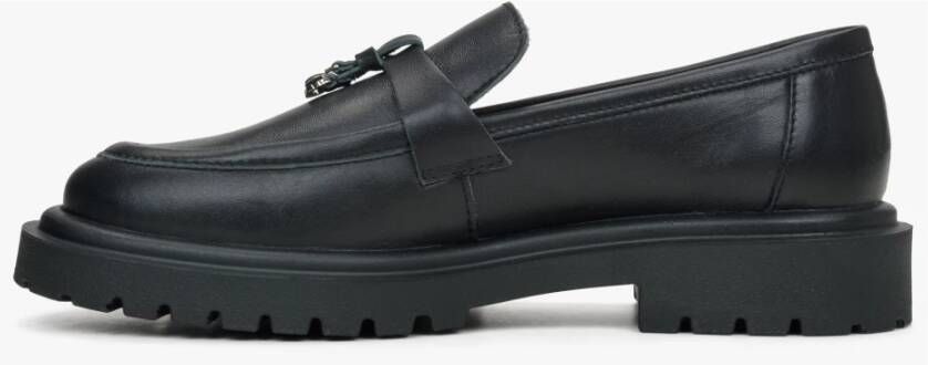 Estro Dames Zwarte Kwast Loafers gemaakt van Echt Italiaans Leer Er00114897 Black Dames