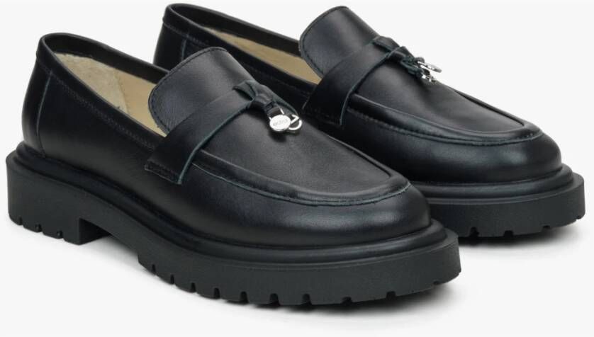 Estro Dames Zwarte Kwast Loafers gemaakt van Echt Italiaans Leer Er00114897 Black Dames