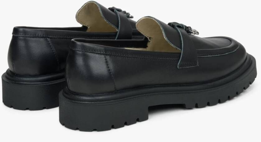 Estro Dames Zwarte Kwast Loafers gemaakt van Echt Italiaans Leer Er00114897 Black Dames