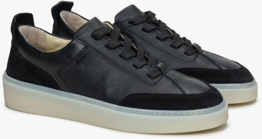 Estro Dames Zwarte Lage Sneakers gemaakt van Echt Italiaans Leer en Velours Er00114892 Black Dames