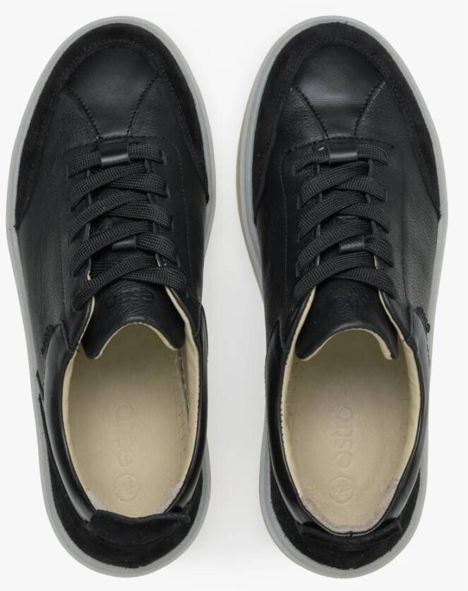 Estro Dames Zwarte Lage Sneakers gemaakt van Echt Italiaans Leer en Velours Er00114892 Black Dames