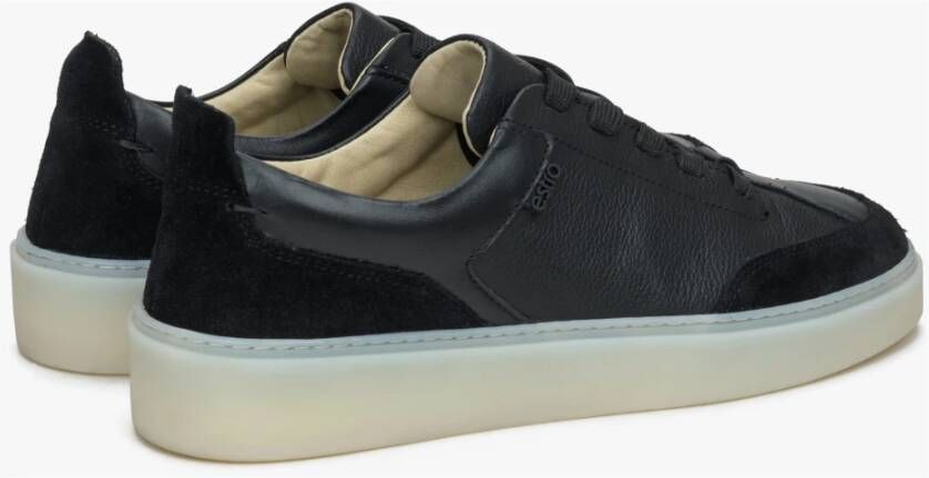 Estro Dames Zwarte Lage Sneakers gemaakt van Echt Italiaans Leer en Velours Er00114892 Black Dames