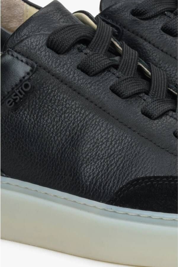 Estro Dames Zwarte Lage Sneakers gemaakt van Echt Italiaans Leer en Velours Er00114892 Black Dames