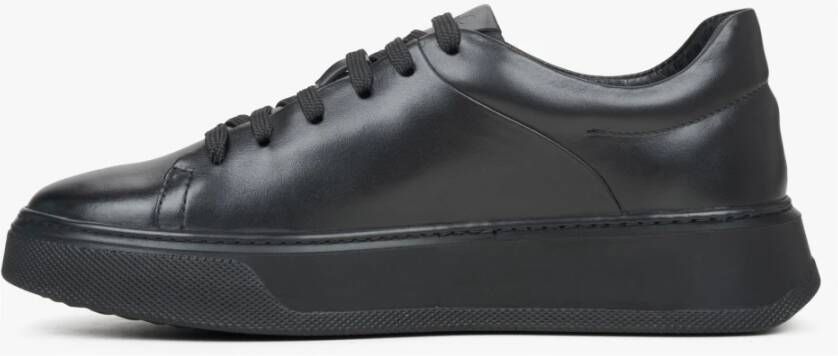 Estro Zwarte lage sneakers voor vrouwen gemaakt van premium Italiaans echt leer Black Dames