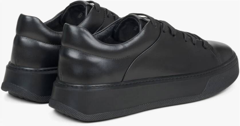 Estro Zwarte lage sneakers voor vrouwen gemaakt van premium Italiaans echt leer Black Dames