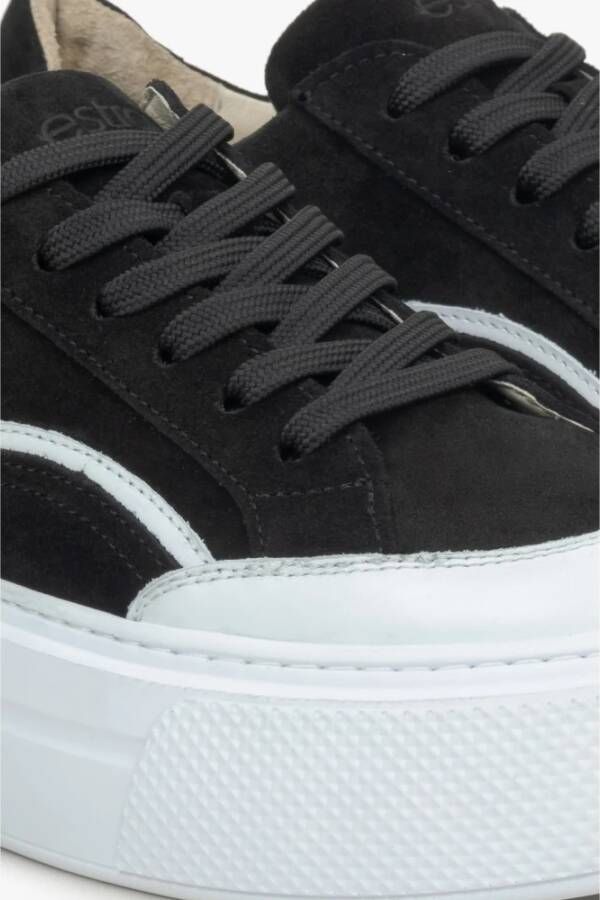 Estro Dames Zwarte Lage Sneakers gemaakt van Echt Italiaans Velours Er00115652 Black Dames