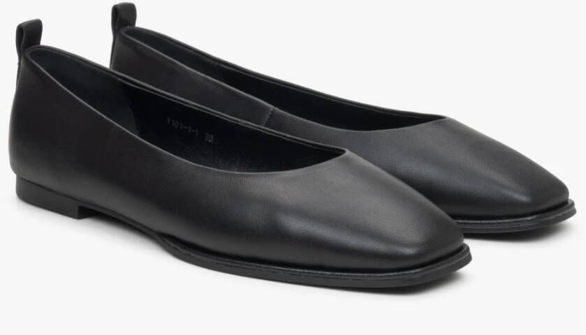 Estro Dames Zwarte Leren Ballet Flats Er00115274 Black Dames