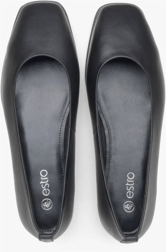 Estro Dames Zwarte Leren Ballet Flats Er00115274 Black Dames