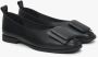 Estro Dames Zwarte Leren Ballet Flats met Decoratieve Versiering Black Dames - Thumbnail 2