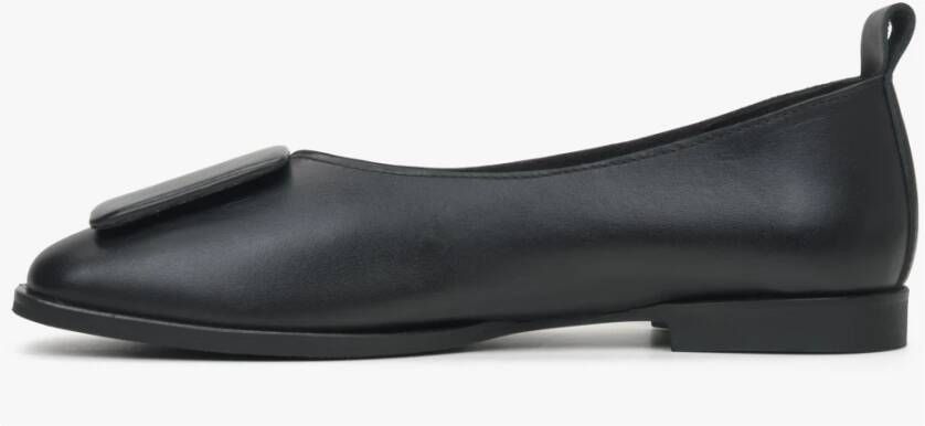 Estro Dames Zwarte Leren Ballet Flats met Decoratieve Versiering Black Dames