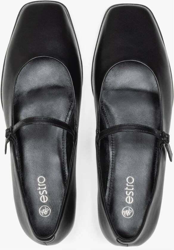 Estro Dames Zwarte Leren Ballet Flats met Gesp Er00114684 Black Dames