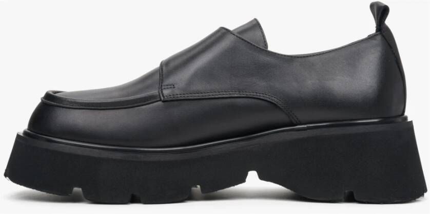 Estro Dames Zwarte Brogues met Dikke Zool gemaakt van Echt Leer Er00113812 Black Dames