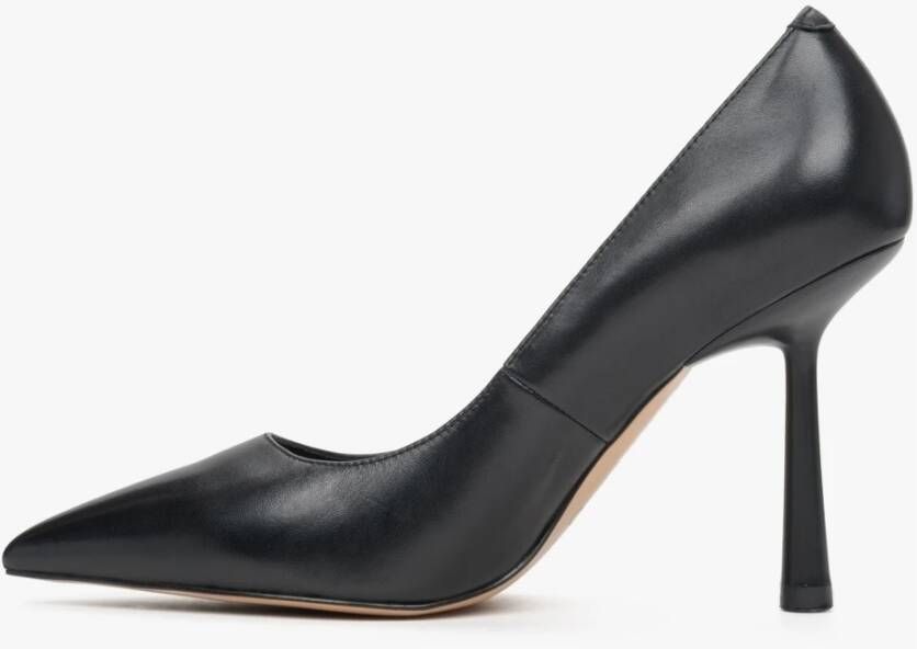 Estro Dames Zwarte Leren Hoge Hak Pumps Er00113230 Black Dames