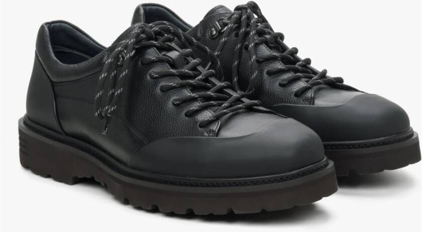 Estro Heren Zwarte Leren Brogues met een Flexibele Zool Er00114400 Black Heren