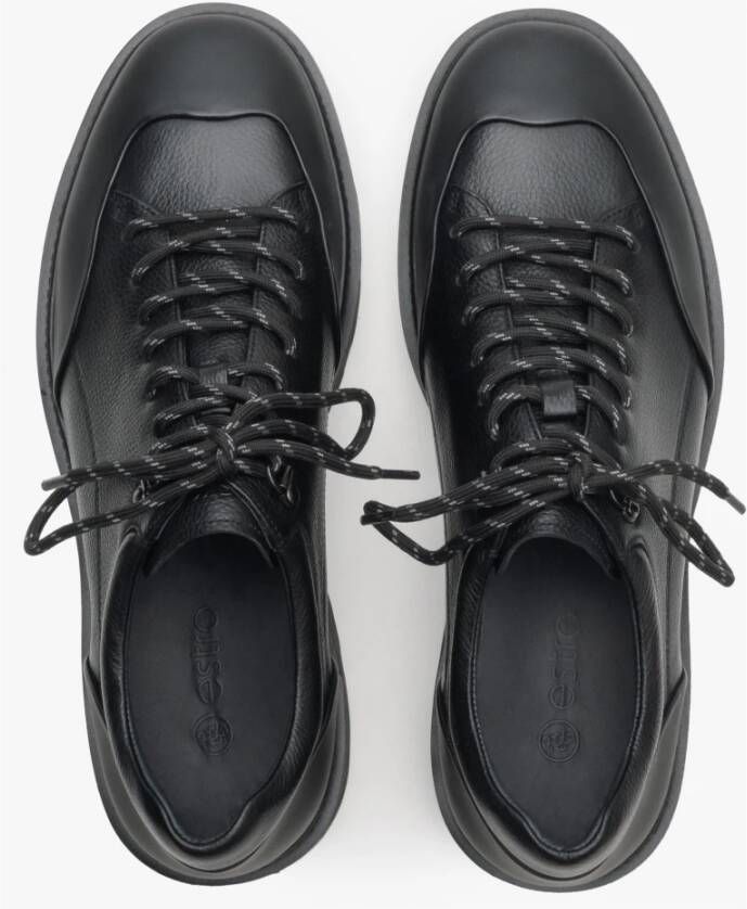 Estro Heren Zwarte Leren Brogues met een Flexibele Zool Er00114400 Black Heren