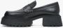 Estro Dames Zwarte Leren Loafers gemaakt van Echt Leer met Zilveren Versieringen Er00113788 Black Dames - Thumbnail 2