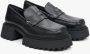 Estro Dames Zwarte Leren Loafers gemaakt van Echt Leer met Zilveren Versieringen Er00113788 Black Dames - Thumbnail 3