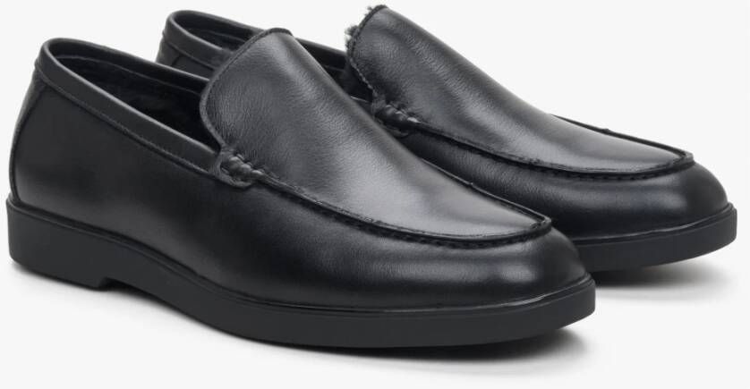 Estro Heren Zwarte Loafers gemaakt van Echt Leer voor de Winter Er00114124 Black Heren