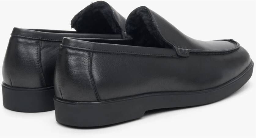 Estro Heren Zwarte Loafers gemaakt van Echt Leer voor de Winter Er00114124 Black Heren