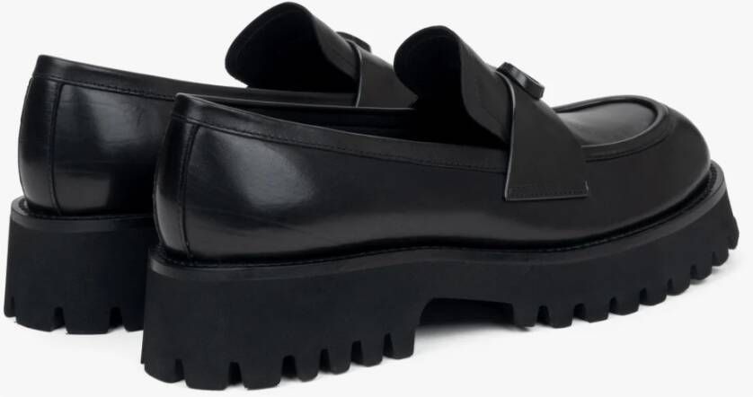 Estro Zwarte leren pennyloafers voor dames Black Dames