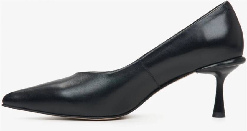 Estro Dames Zwarte Echte Leren Pumps met Puntige Neus Er00115104 Black Dames