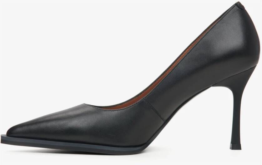 Estro Dames Zwarte Echte Leren Pumps Met Puntige Neus Er00115740 Black Dames