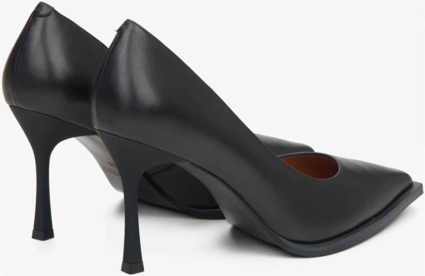 Estro Dames Zwarte Echte Leren Pumps Met Puntige Neus Er00115740 Black Dames