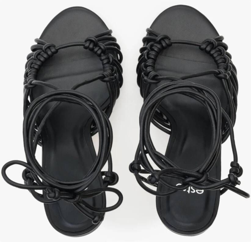 Estro Dames Zwarte Leren Sandalen met Hak Er00112419 Black Dames