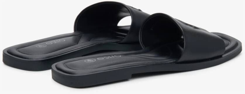 Estro Dames Zwarte Leren Slides Er00115490 Black Dames