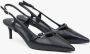 Estro Zwarte leren slingback lage hak pumps voor dames Black Dames - Thumbnail 2