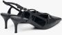 Estro Zwarte leren slingback lage hak pumps voor dames Black Dames - Thumbnail 5