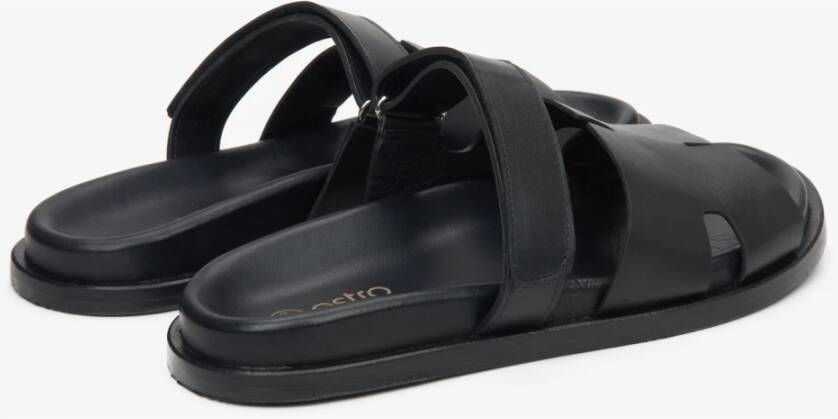 Estro Dames Zwarte Leren Slide Sandalen Er00115099 Black Dames