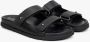 Estro Zwarte leren slippers voor dames met verstelbare dikke banden Er00114725 Black Dames - Thumbnail 3