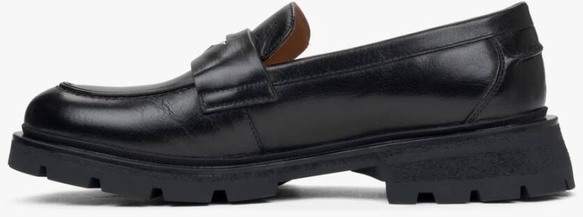 Estro Zwarte loafers voor dames gemaakt van echt leer Black Dames