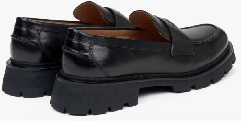 Estro Zwarte loafers voor dames gemaakt van echt leer Black Dames