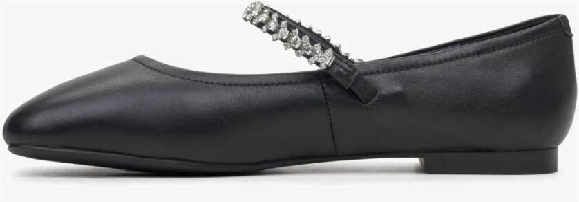 Estro Zwarte Mary Jane Dames Ballet Flats met Decoratieve Band Black Dames