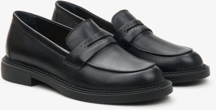 Estro Zwarte Penny Loafers voor dames gemaakt van echt Italiaans leer Black Dames