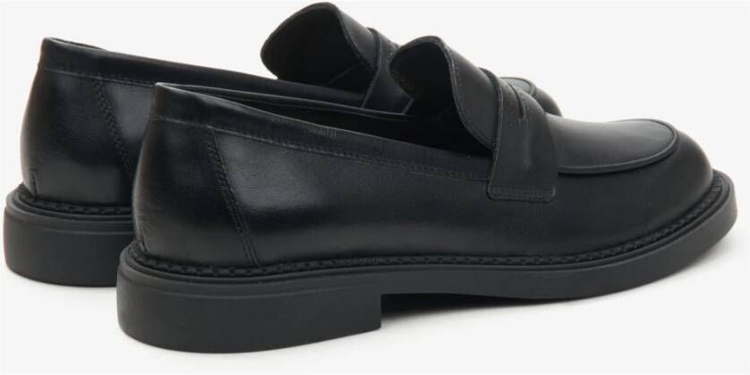 Estro Zwarte Penny Loafers voor dames gemaakt van echt Italiaans leer Black Dames