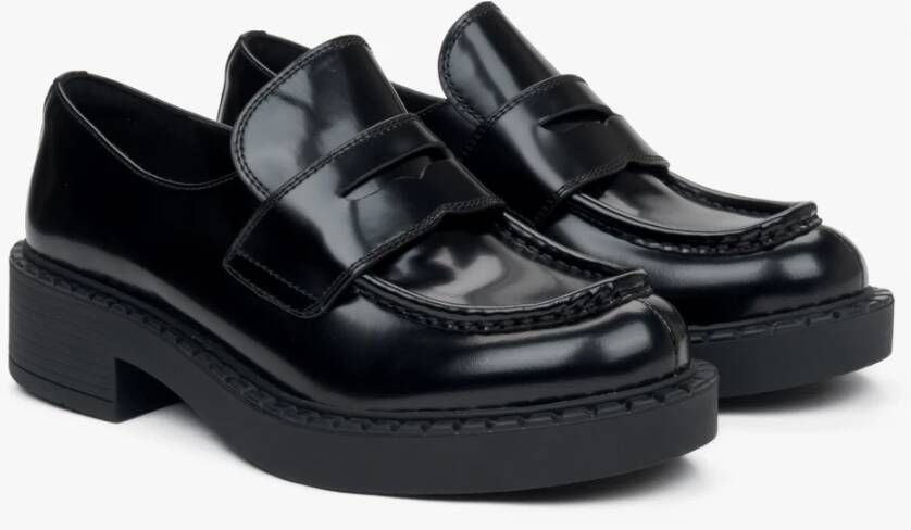 Estro Zwarte Penny Loafers voor dames gemaakt van echt leer Black Dames