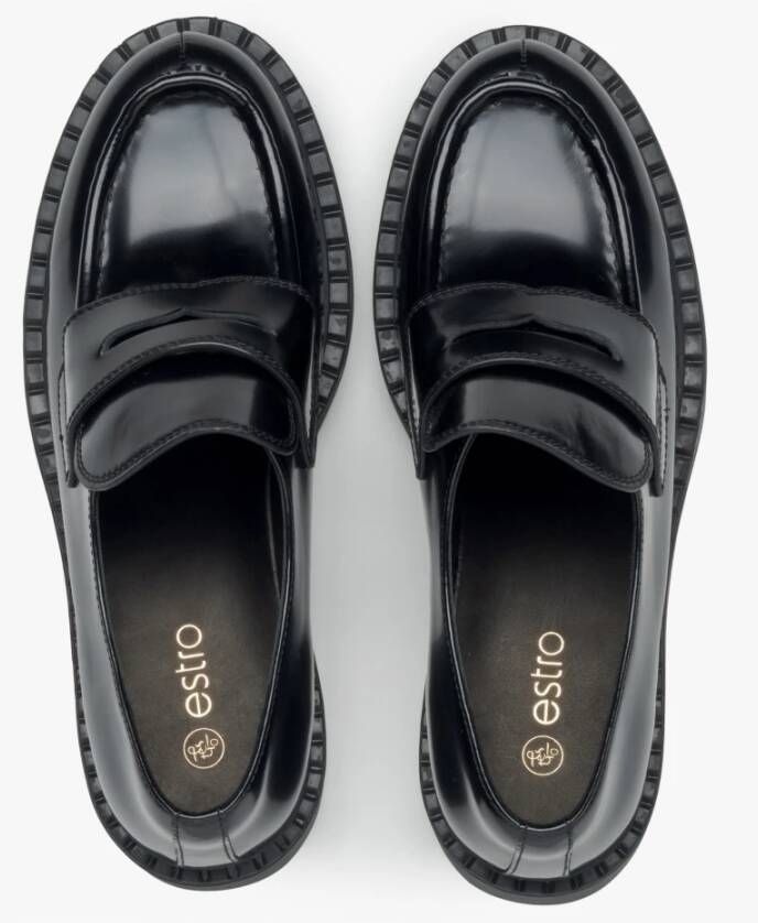 Estro Zwarte Penny Loafers voor dames gemaakt van echt leer Black Dames