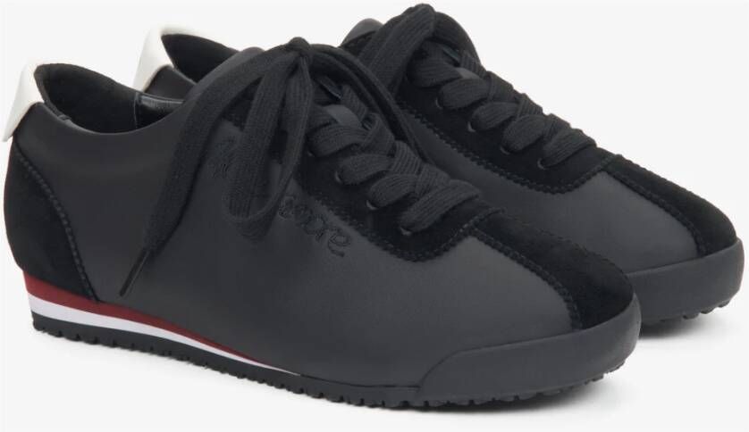 Estro Zwarte sneakers voor vrouwen gemaakt van echt leer en velours Black Dames