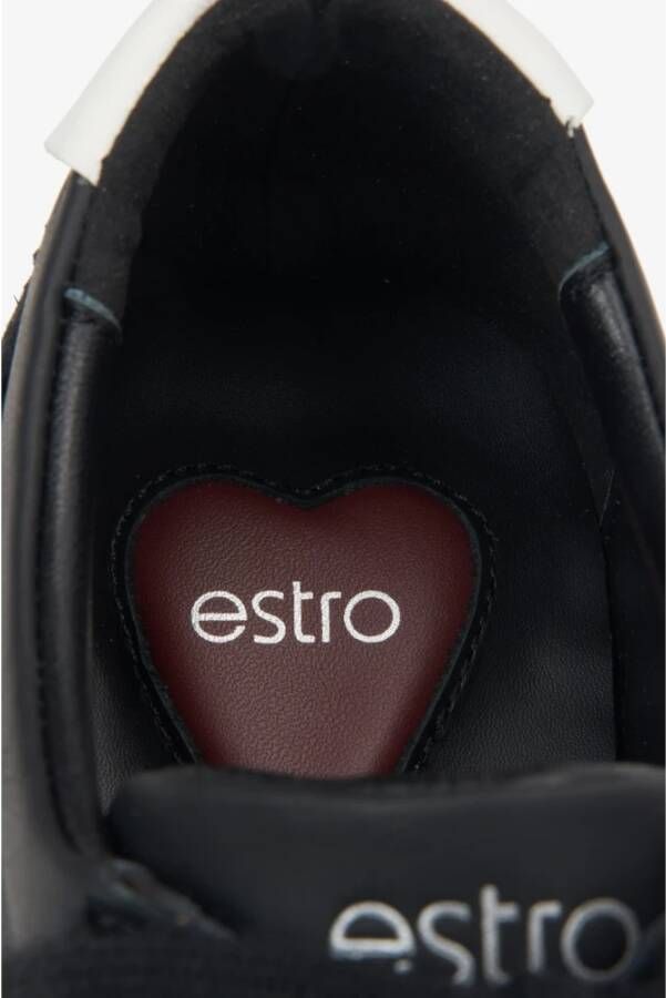 Estro Zwarte sneakers voor vrouwen gemaakt van echt leer en velours Black Dames