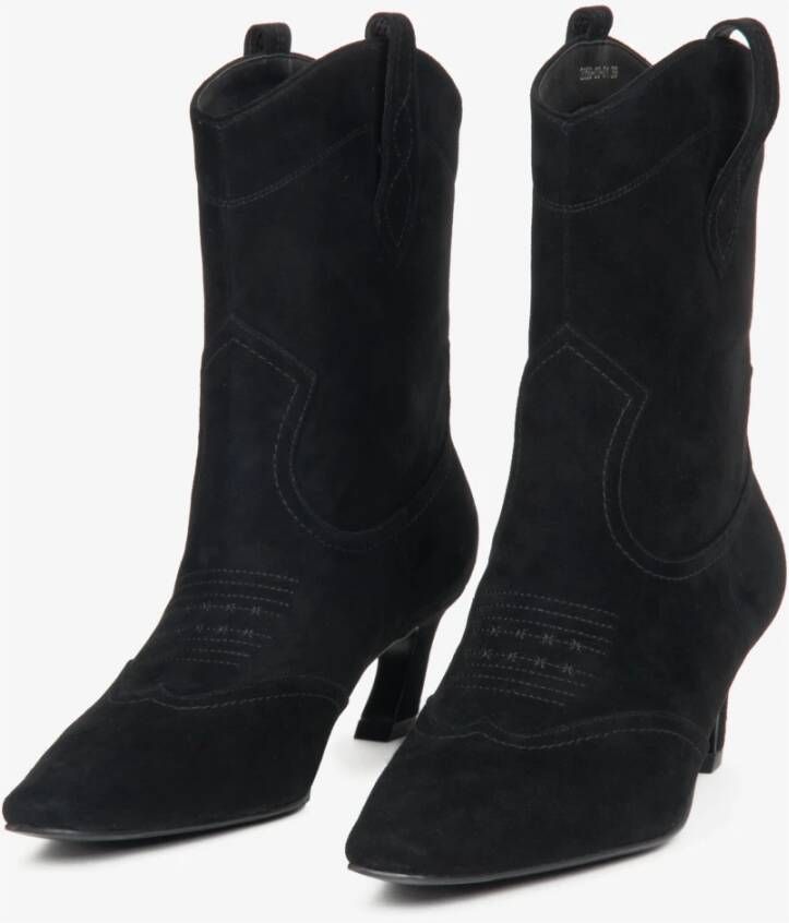 Estro Zwarte Velours Cowboylaarzen voor Vrouwen Black Dames