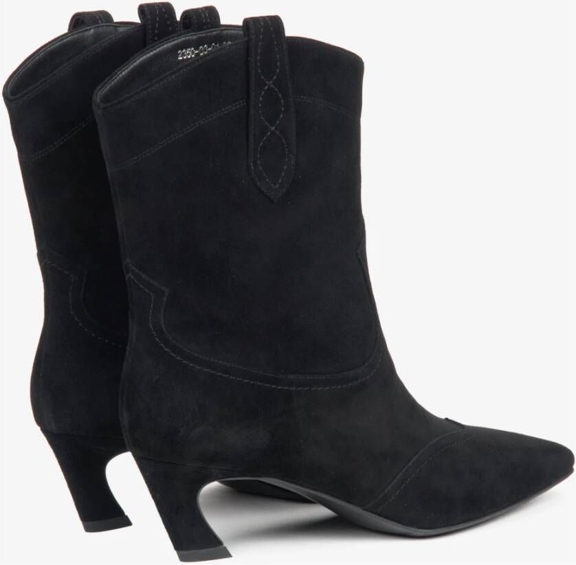 Estro Zwarte Velours Cowboylaarzen voor Vrouwen Black Dames