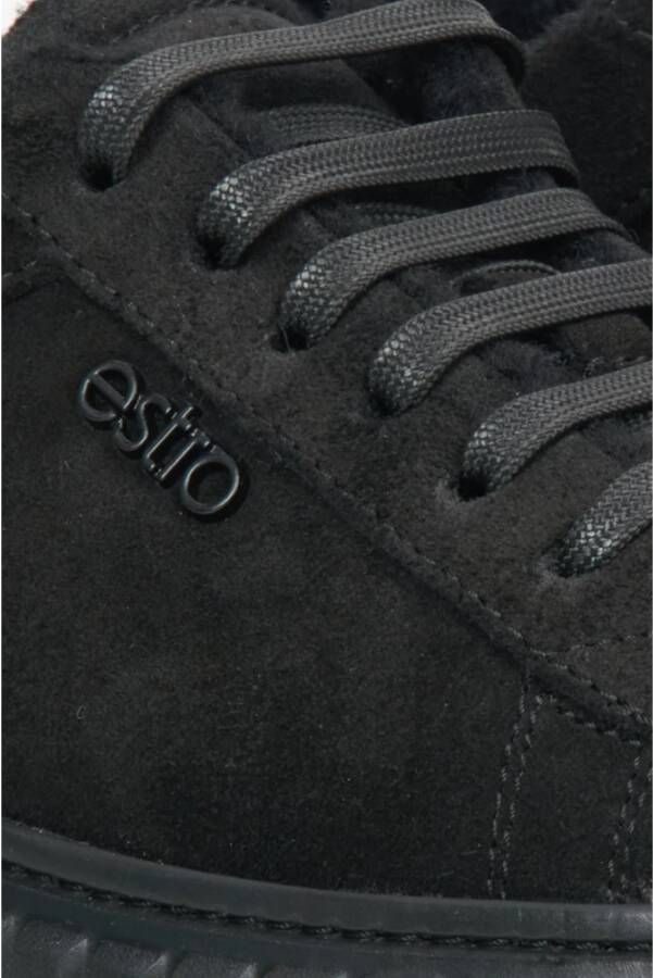 Estro Zwarte Velours Lage Winter Sneakers Er00115651 Black Dames