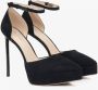 Estro Dames Zwarte Velours Plateau Pumps met Enkelband Black Dames - Thumbnail 2